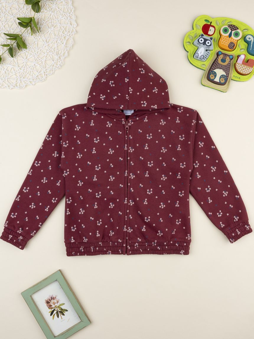 παιδική ζακέτα φούτερ μπορντώ φλοράλ για κορίτσι - Prénatal