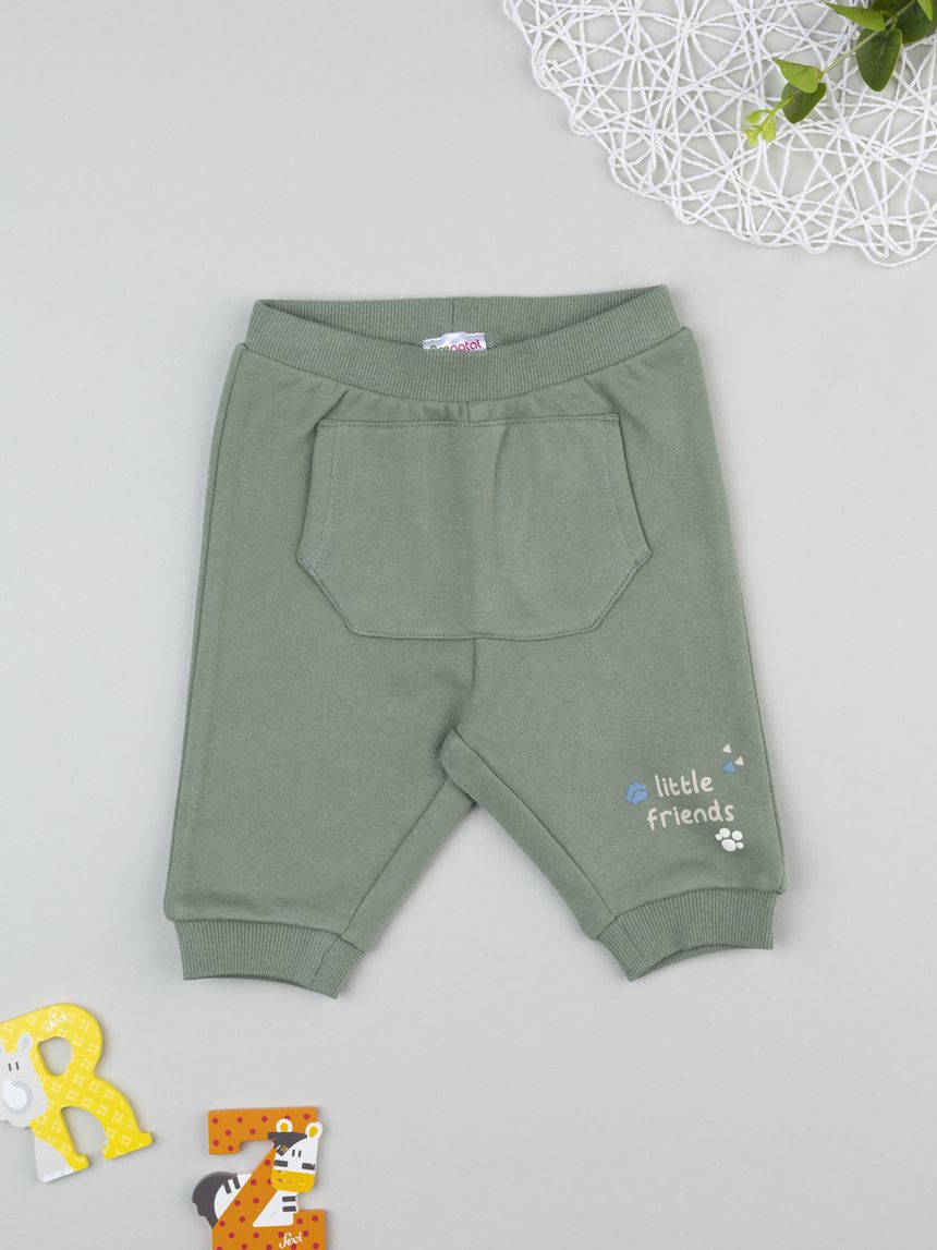 βρεφικό παντελόνι φόρμας λαδί little friends για αγόρι - Prénatal