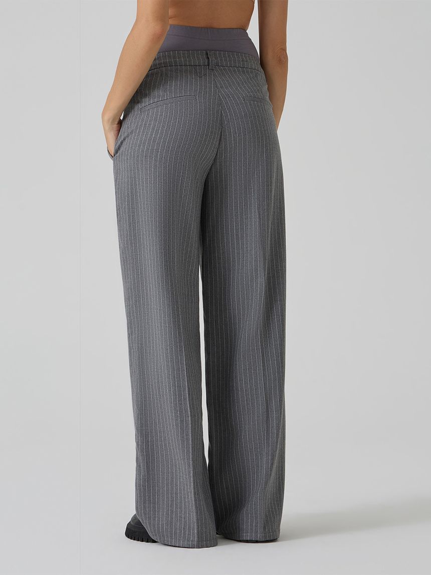 γυναικείο παντελόνι εγκυμοσύνης ριγέ γκρι/λευκό - Prénatal