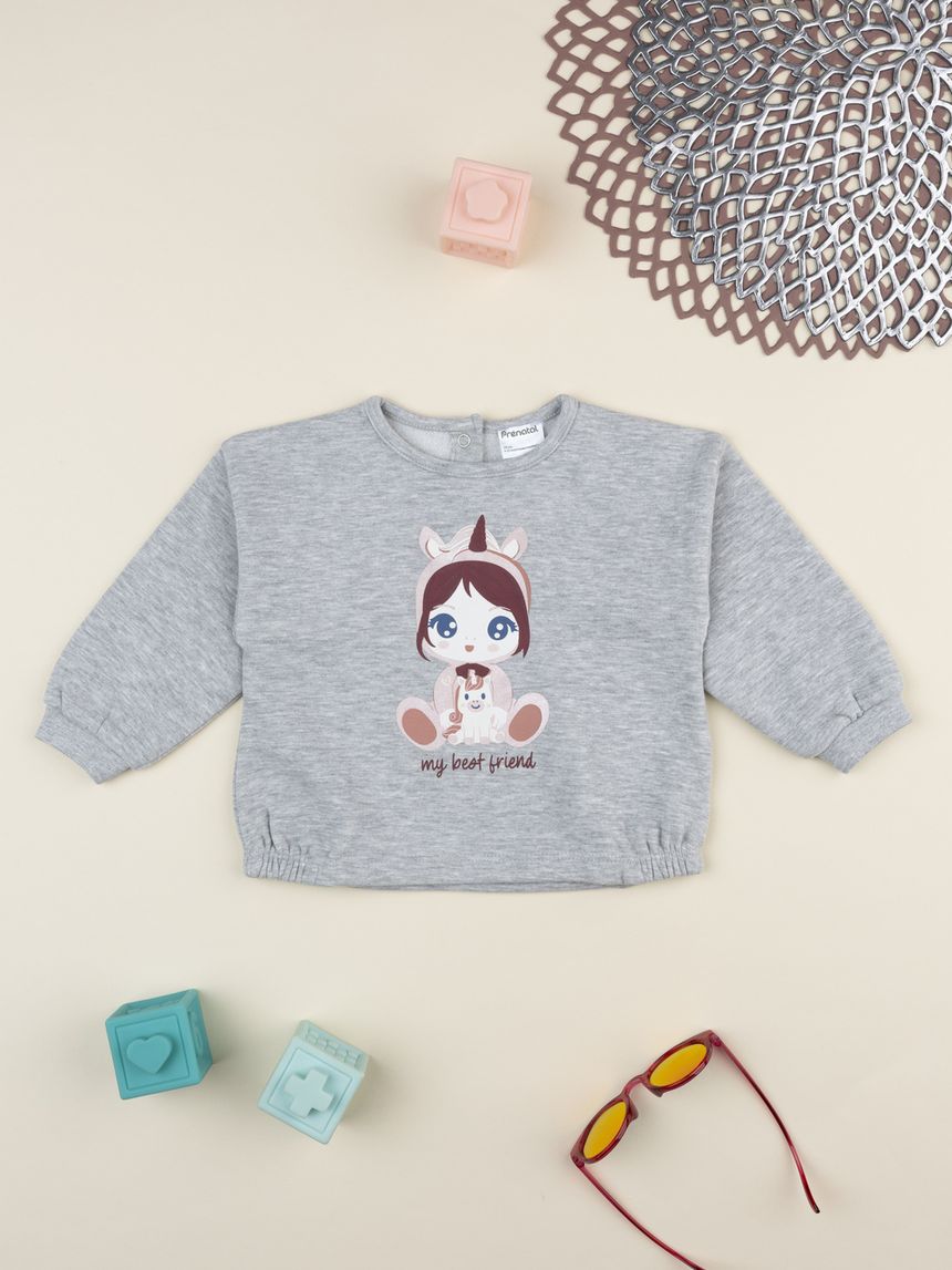 βρεφική μπλούζα φούτερ γκρι best friend για κορίτσι - Prénatal