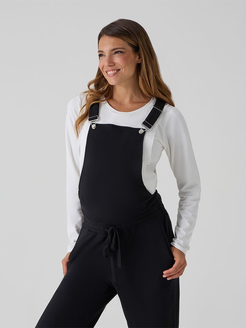 γυναικείο σετ σαλοπέτα και μπλούζα εγκυμοσύνης/θηλασμού μαύρο - Prénatal