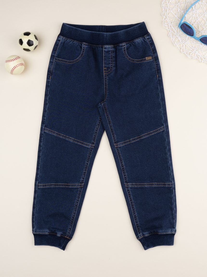 παιδικό τζιν παντελόνι μπλε με λάστιχο για αγόρι - Prénatal