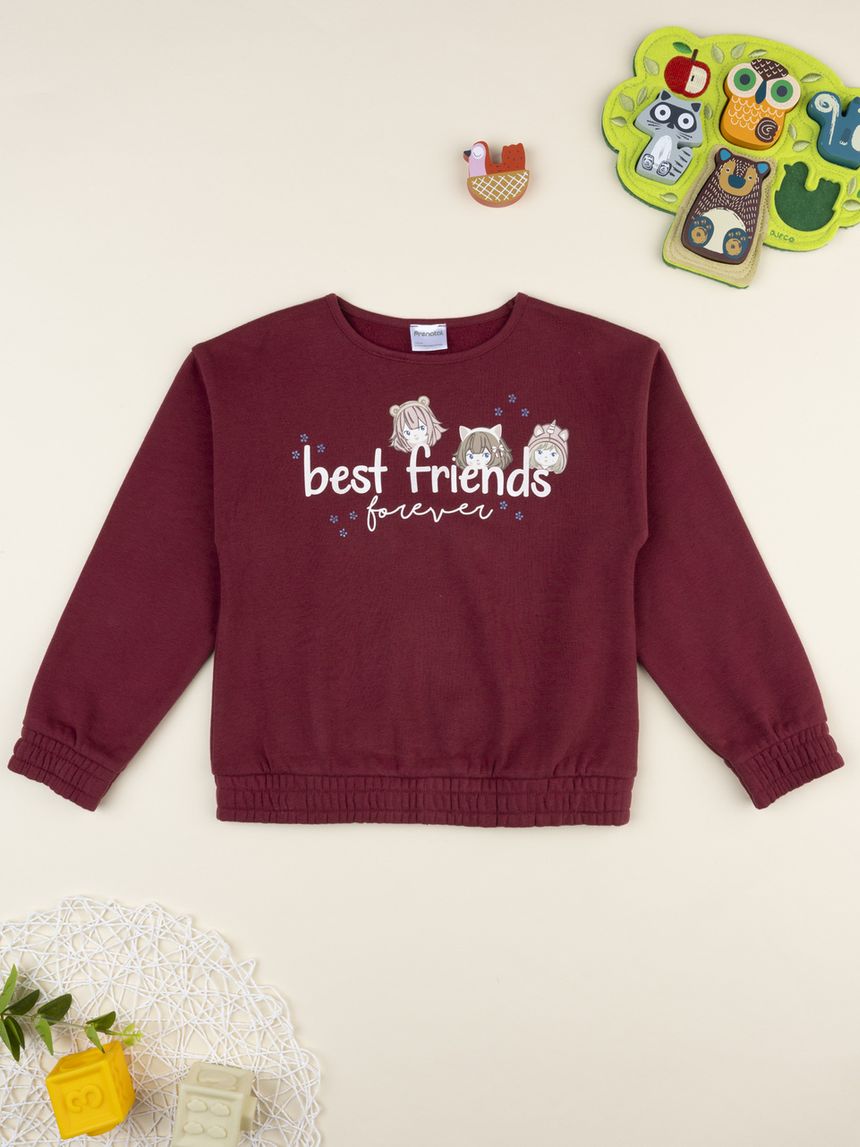 παιδική μπλούζα φούτερ μπορντώ best friends για κορίτσι - Prénatal