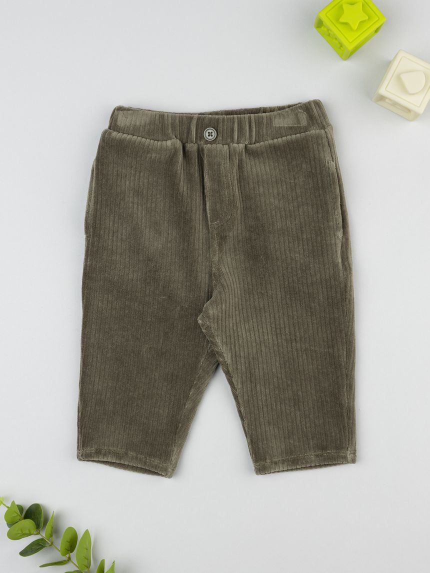 βρεφικό παντελόνι βελουτέ πράσινο για αγόρι - Prénatal