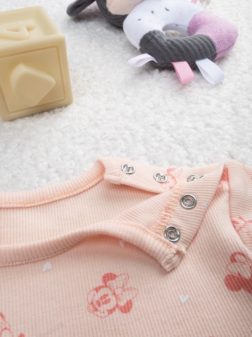 βρεφική πιτζάμα σομόν minnie για κορίτσι - Prénatal