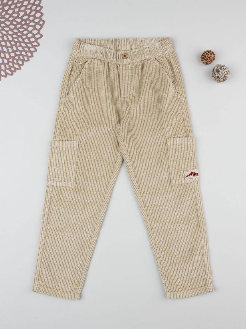 παιδικό παντελόνι κοτλέ μπεζ mountain για αγόρι - Prénatal
