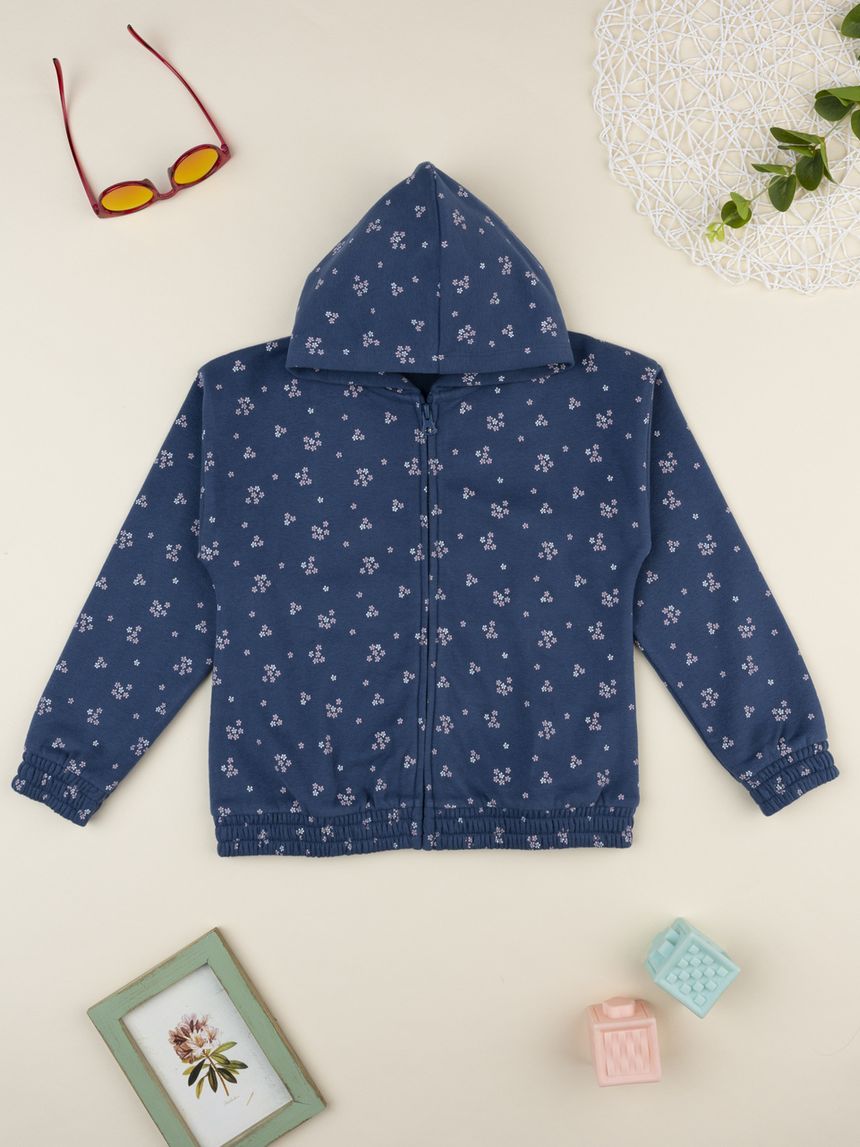 παιδική ζακέτα φούτερ μπλε φλοράλ για κορίτσι - Prénatal