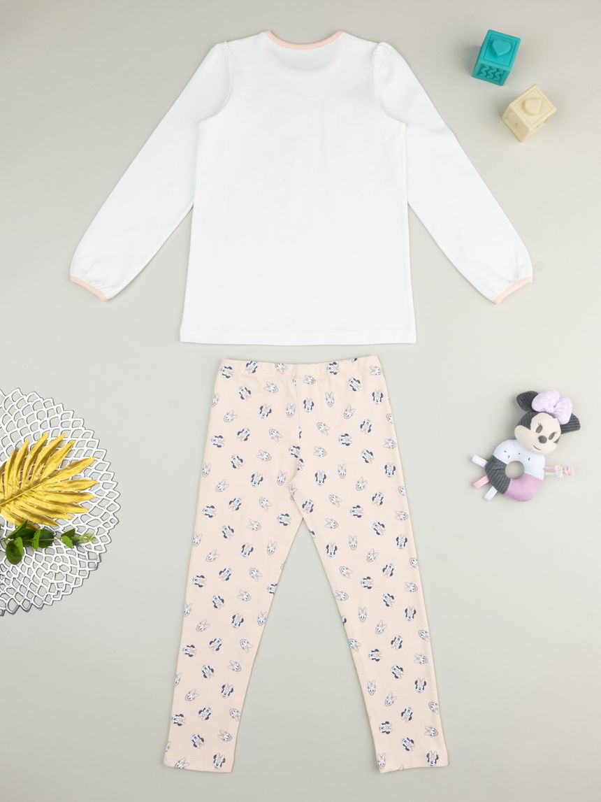 παιδική πιτζάμα λευκή/σομόν minnie & daisy για κορίτσι - Prénatal