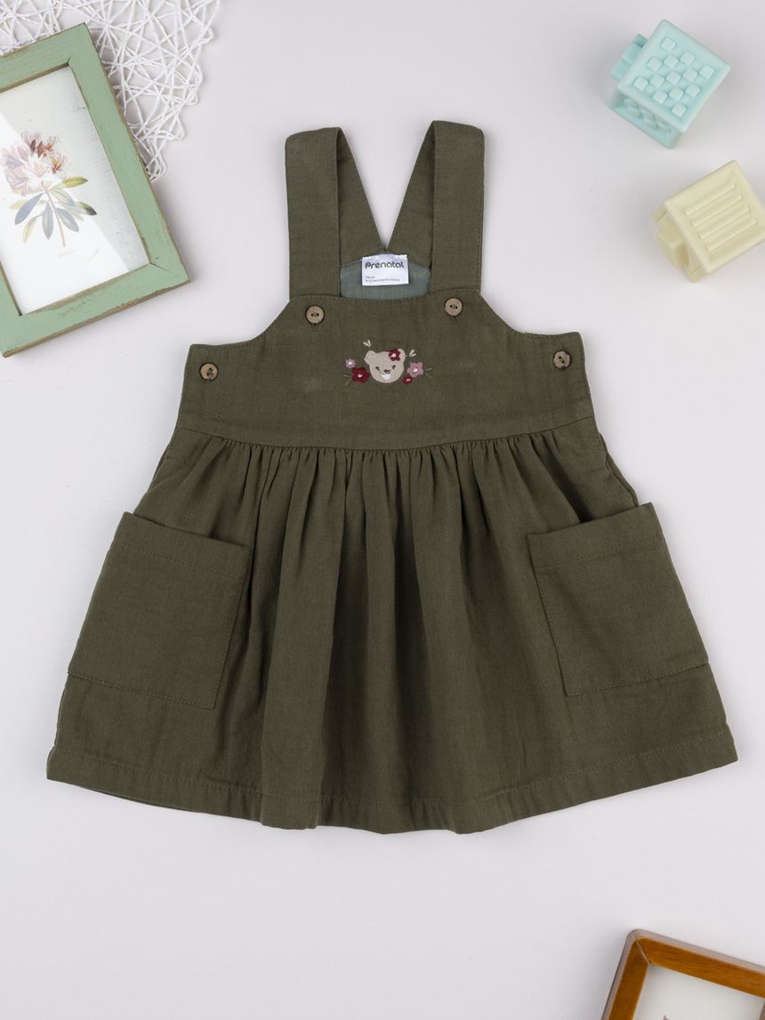 βρεφικό φόρεμα σαλοπέτα twill κυπαρισσί wood για κορίτσι - Prénatal