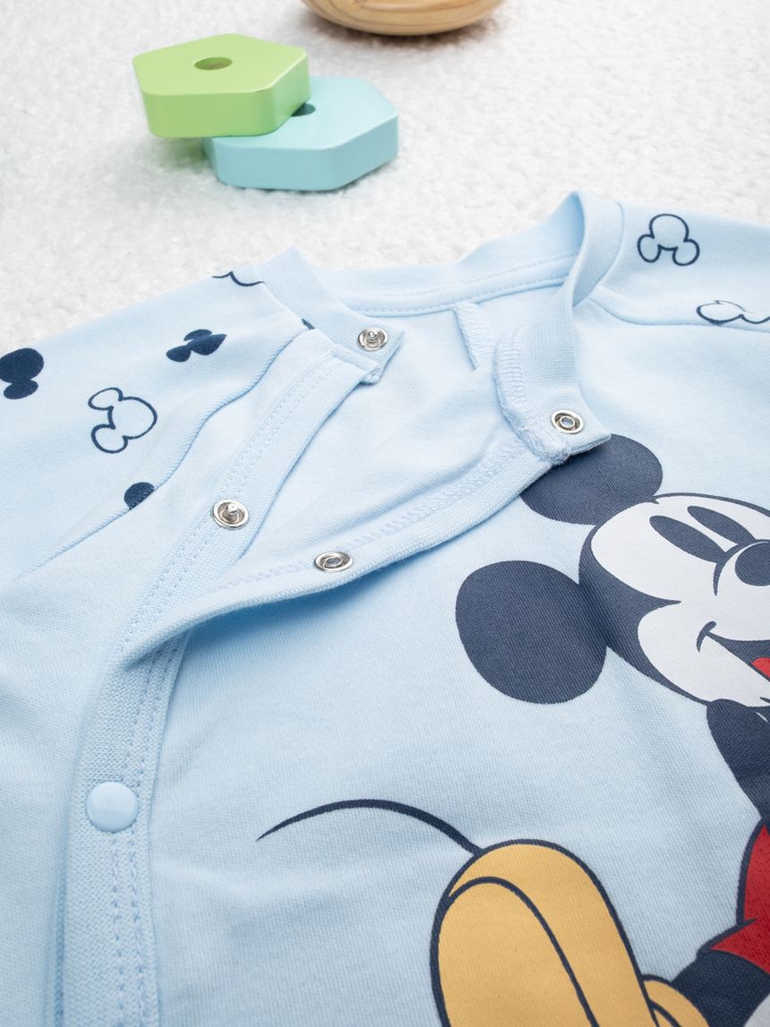βρεφική ολόσωμη πιτζάμα γαλάζια mickey για αγόρι - Prénatal