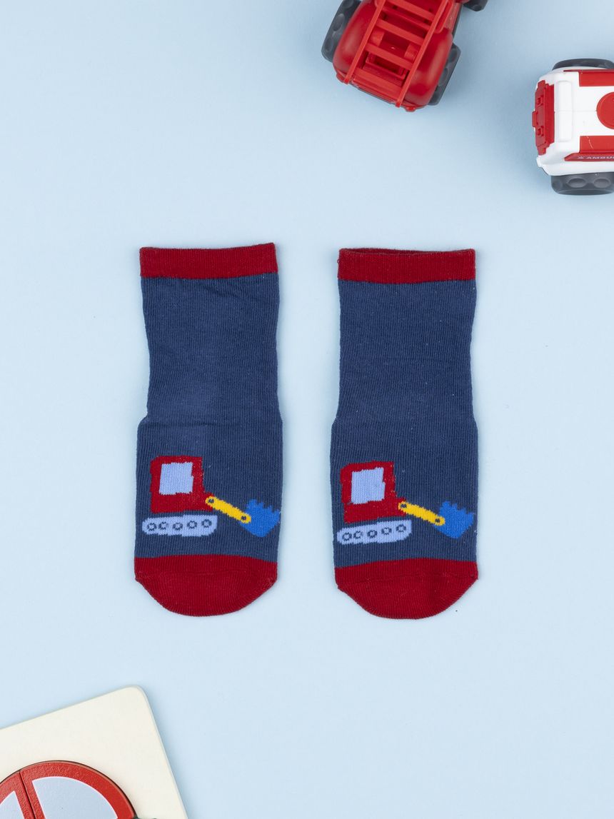 βρεφικές αντιολισθητικές κάλτσες με εκσκαφεά για αγόρι - Prénatal