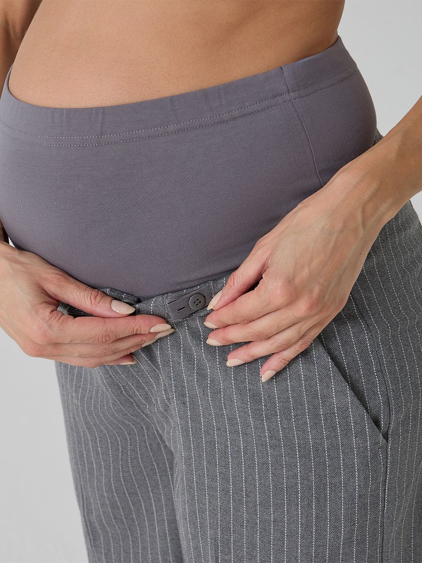 γυναικείο παντελόνι εγκυμοσύνης ριγέ γκρι/λευκό - Prénatal