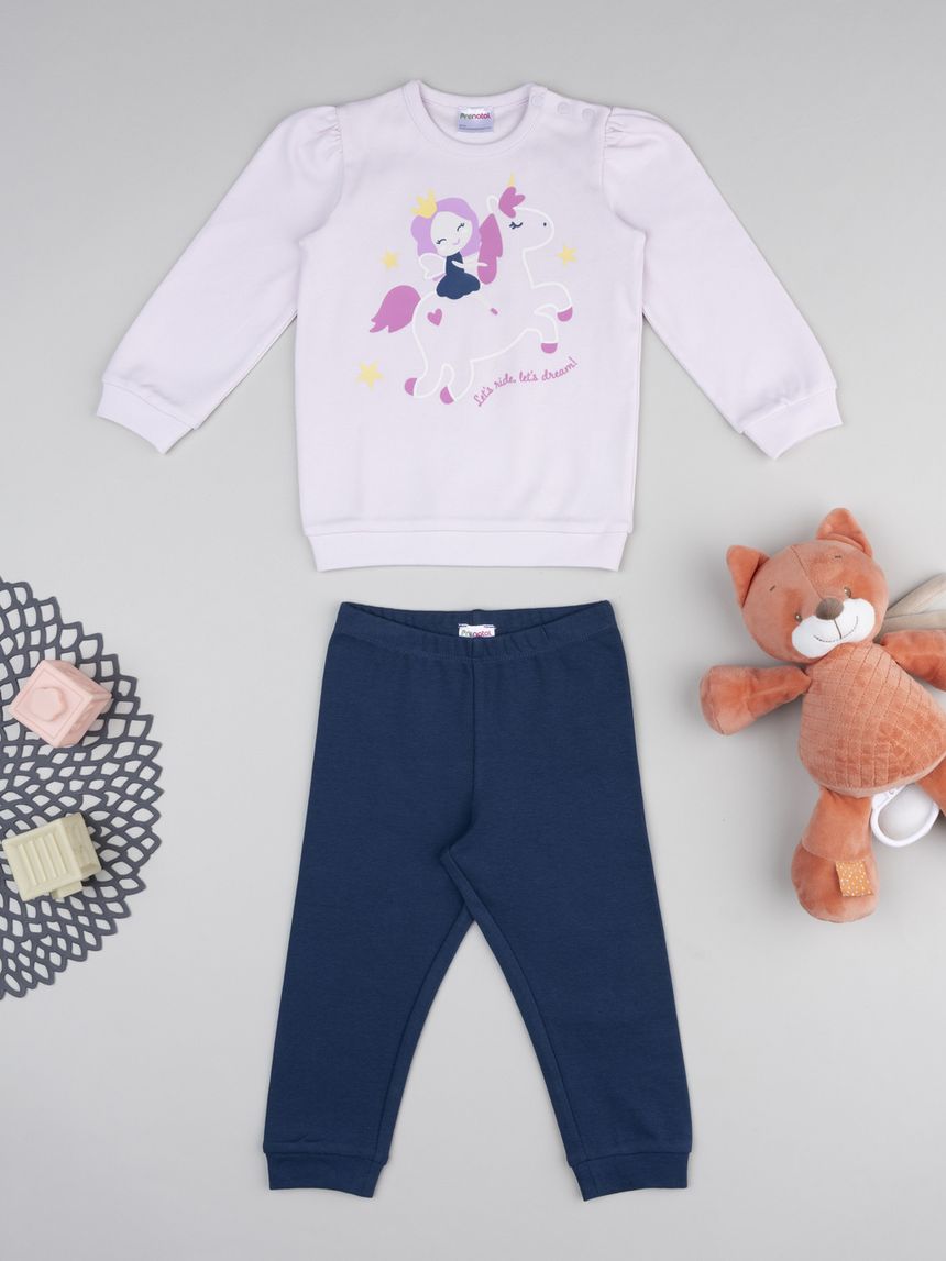 βρεφική πιτζάμα λιλά/μπλε με μονόκερο για κορίτσι - Prénatal