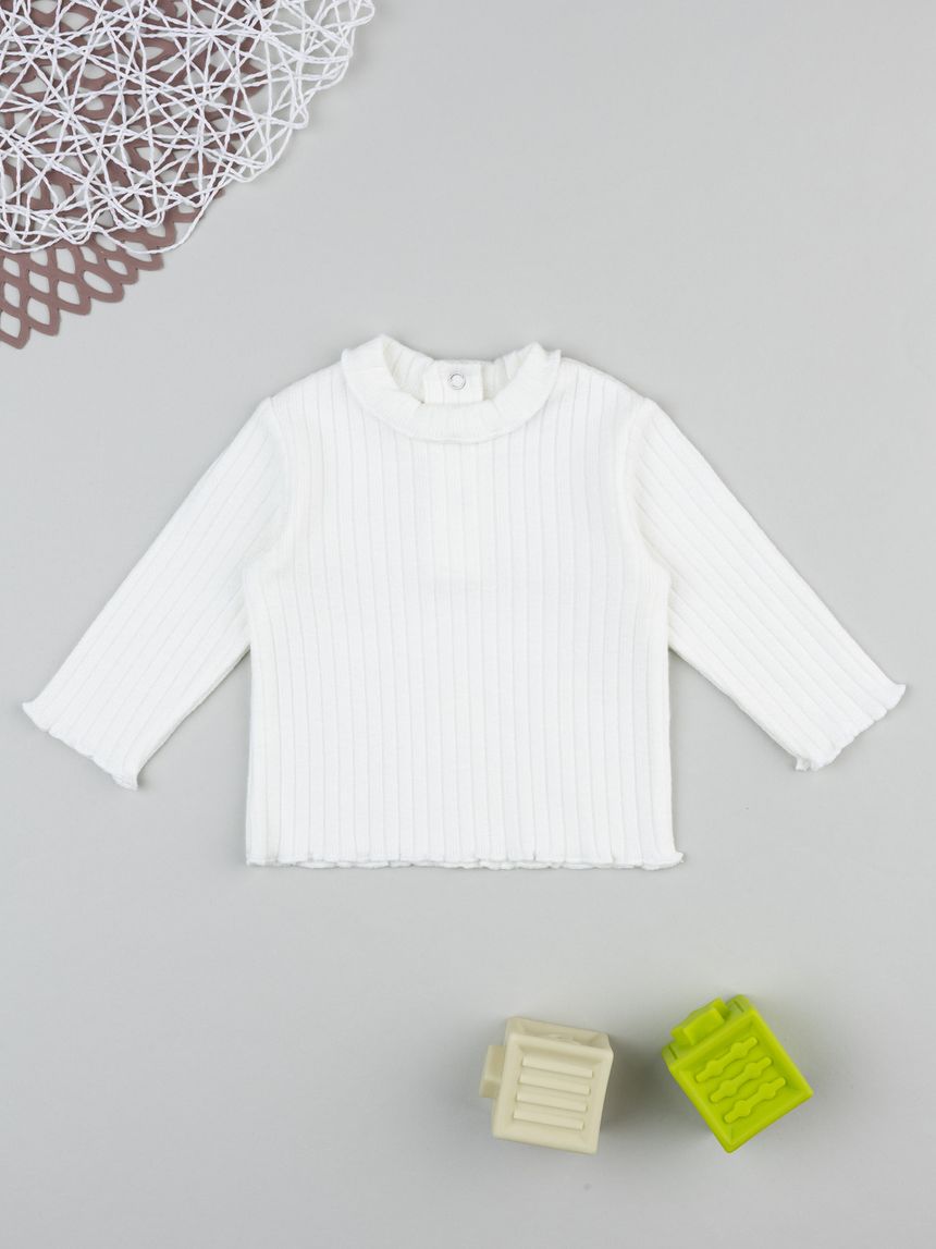 βρεφική μπλούζα λευκή ριμπ για κορίτσι - Prénatal