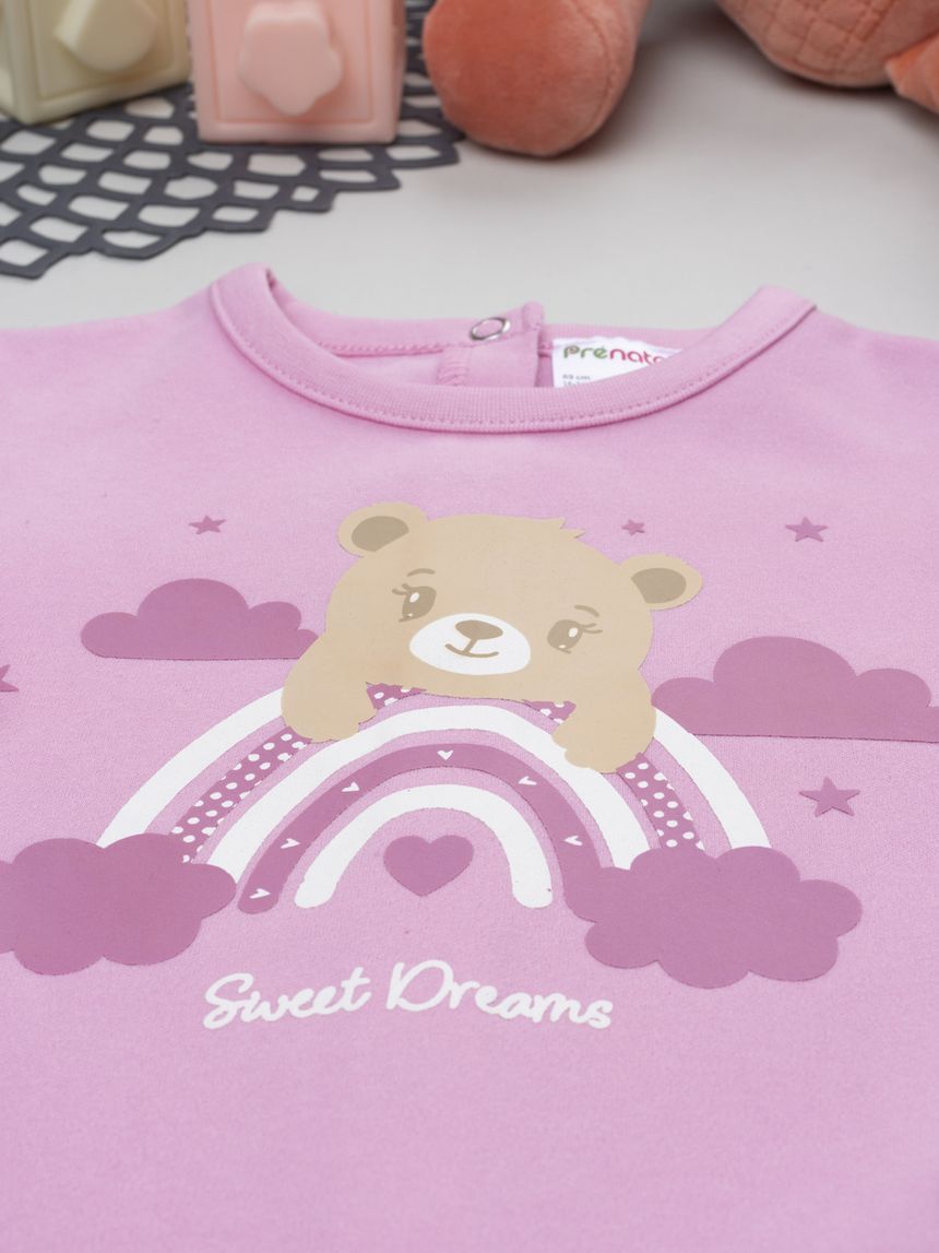 βρεφική ολόσωμη πιτζάμα ροζ sweet dreams για κορίτσι - Prénatal