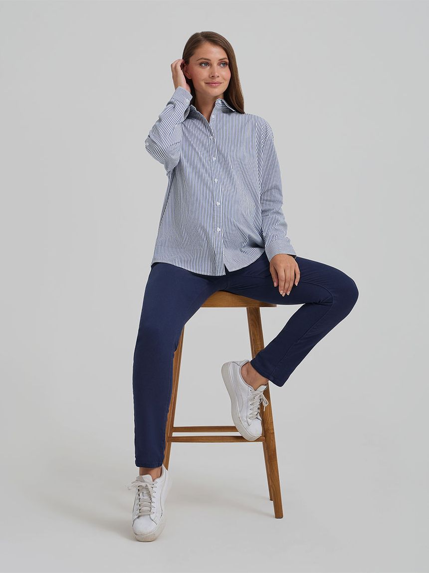 γυναικείο πουκάμισο εγκυμοσύνης/θηλασμού ριγέ μπλε/λευκό - Prénatal