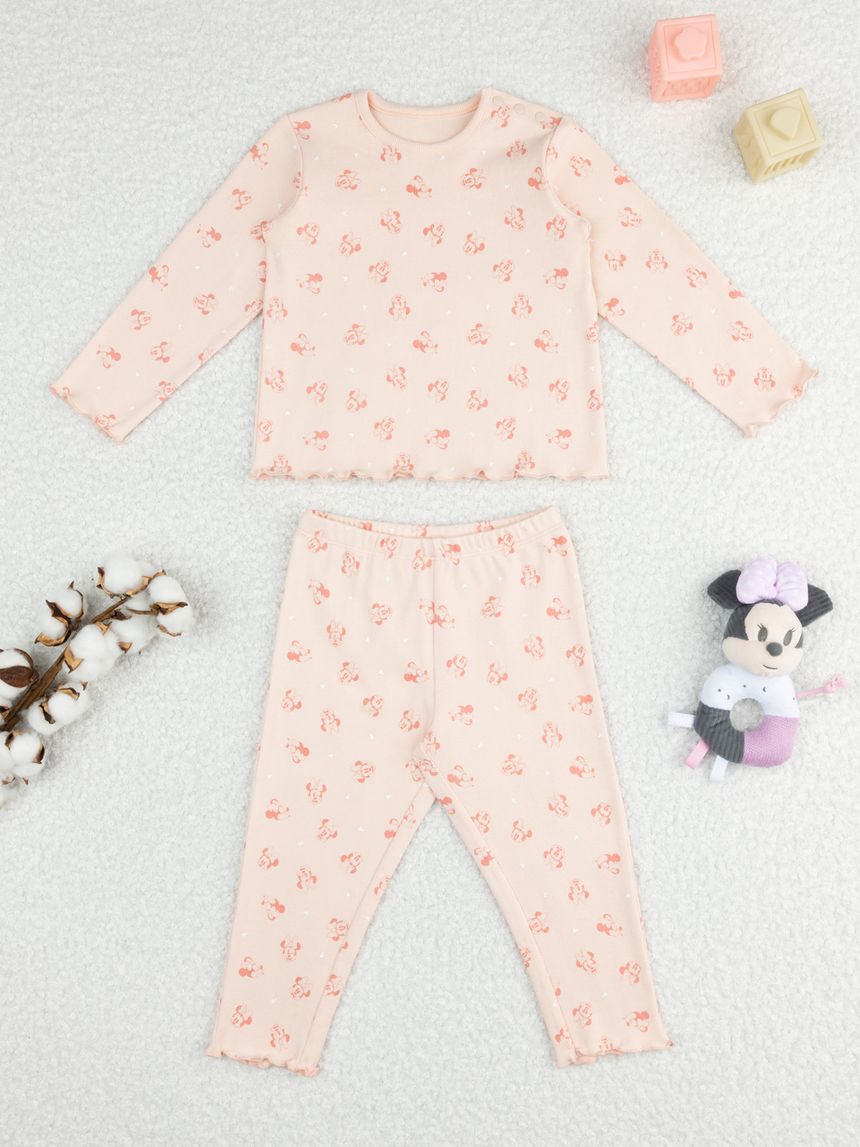βρεφική πιτζάμα σομόν minnie για κορίτσι - Prénatal