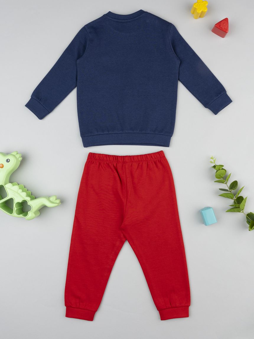 βρεφική πιτζάμα μπλε/κόκκινη little dino για αγόρι - Prénatal