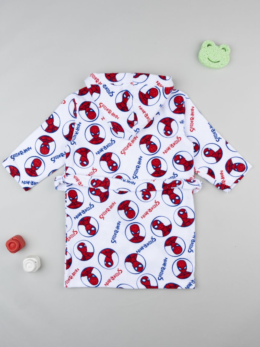 παιδικό μπουρνούζι σενίλ λευκό spiderman για αγόρι - Prénatal