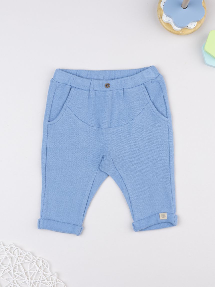 βρεφικό παντελόνι πλεκτό γαλάζιο για αγόρι - Prénatal