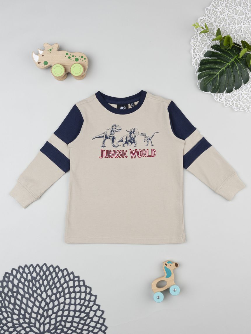 παιδική μπλούζα μπεζ jurassic world για αγόρι - Prénatal