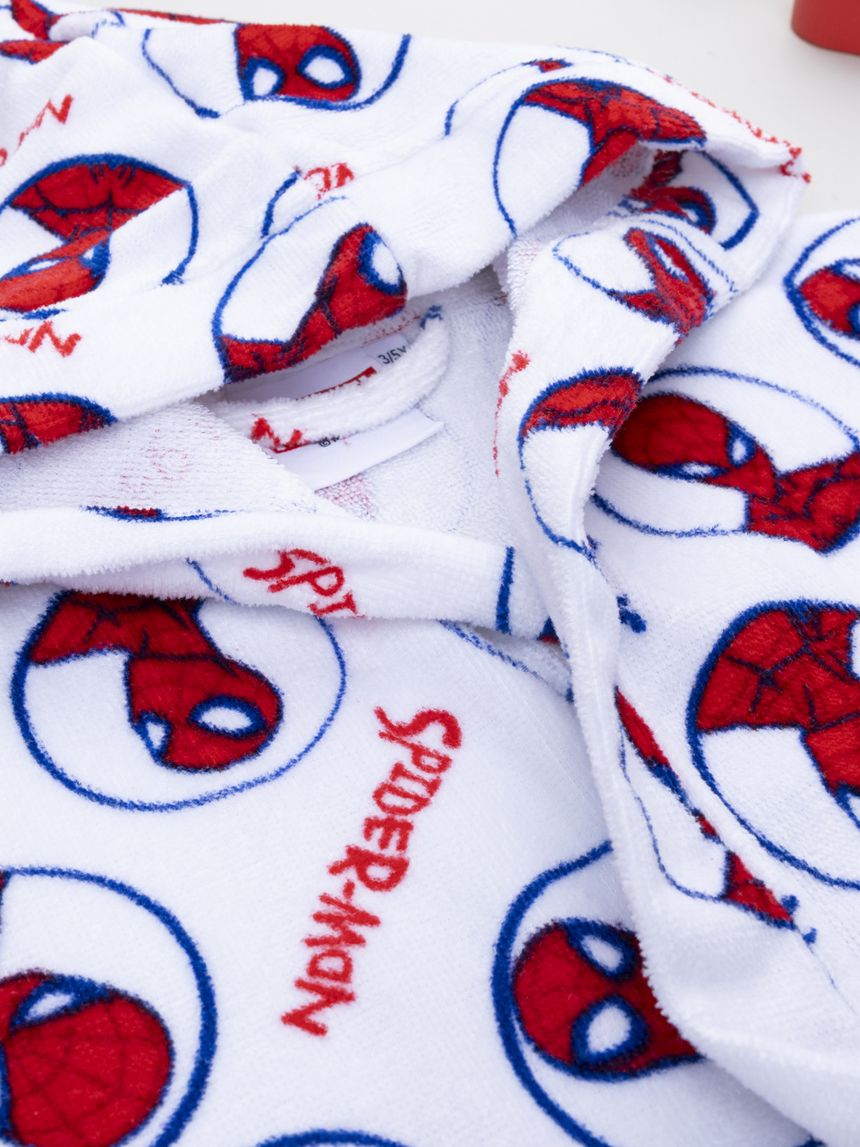 παιδικό μπουρνούζι σενίλ λευκό spiderman για αγόρι - Prénatal