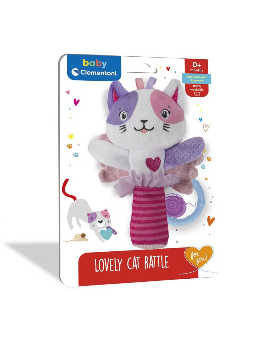 Baby clementoni for you βρεφική κουδουνίστρα μαλακή γατούλα 0m+ lovely cat rattle 1000-17784 - BABY CLEMENTONI