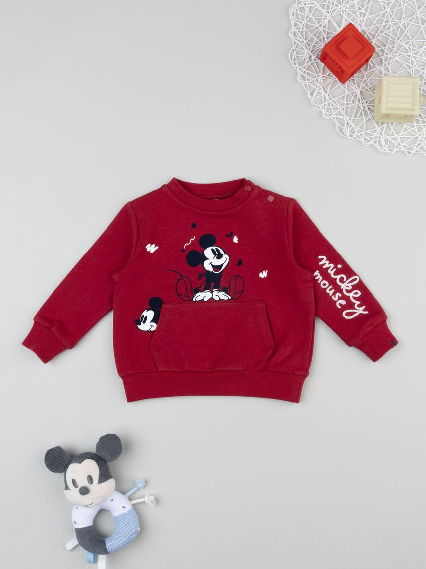 βρεφική μπλούζα φούτερ μπορντώ mickey για αγόρι - Prénatal