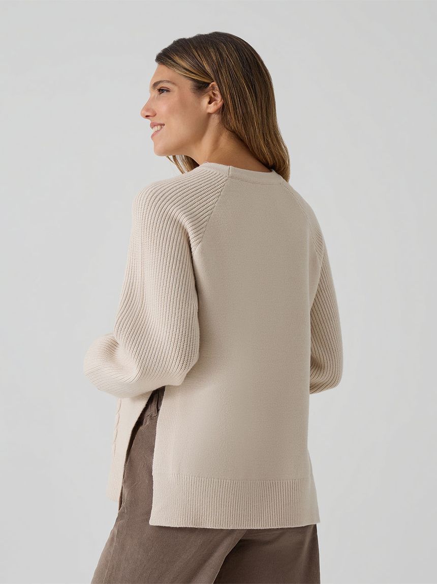 γυναικείο πουλόβερ εγκυμοσύνης μπεζ με πλεξούδες - Prénatal
