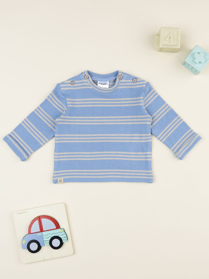 βρεφική μπλούζα πλεκτή γαλάζια ριγέ για αγόρι - Prénatal