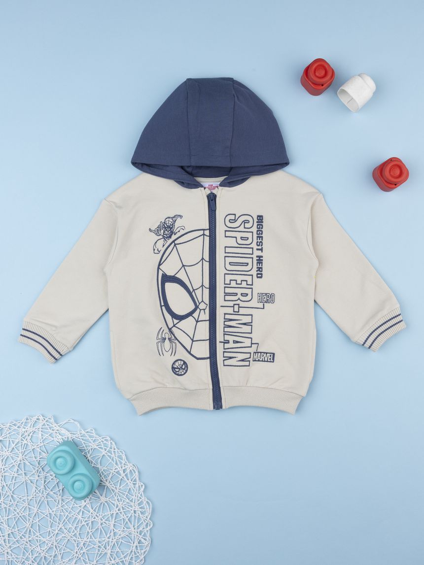 παιδική ζακέτα φούτερ μπεζ spiderman για αγόρι - Prénatal