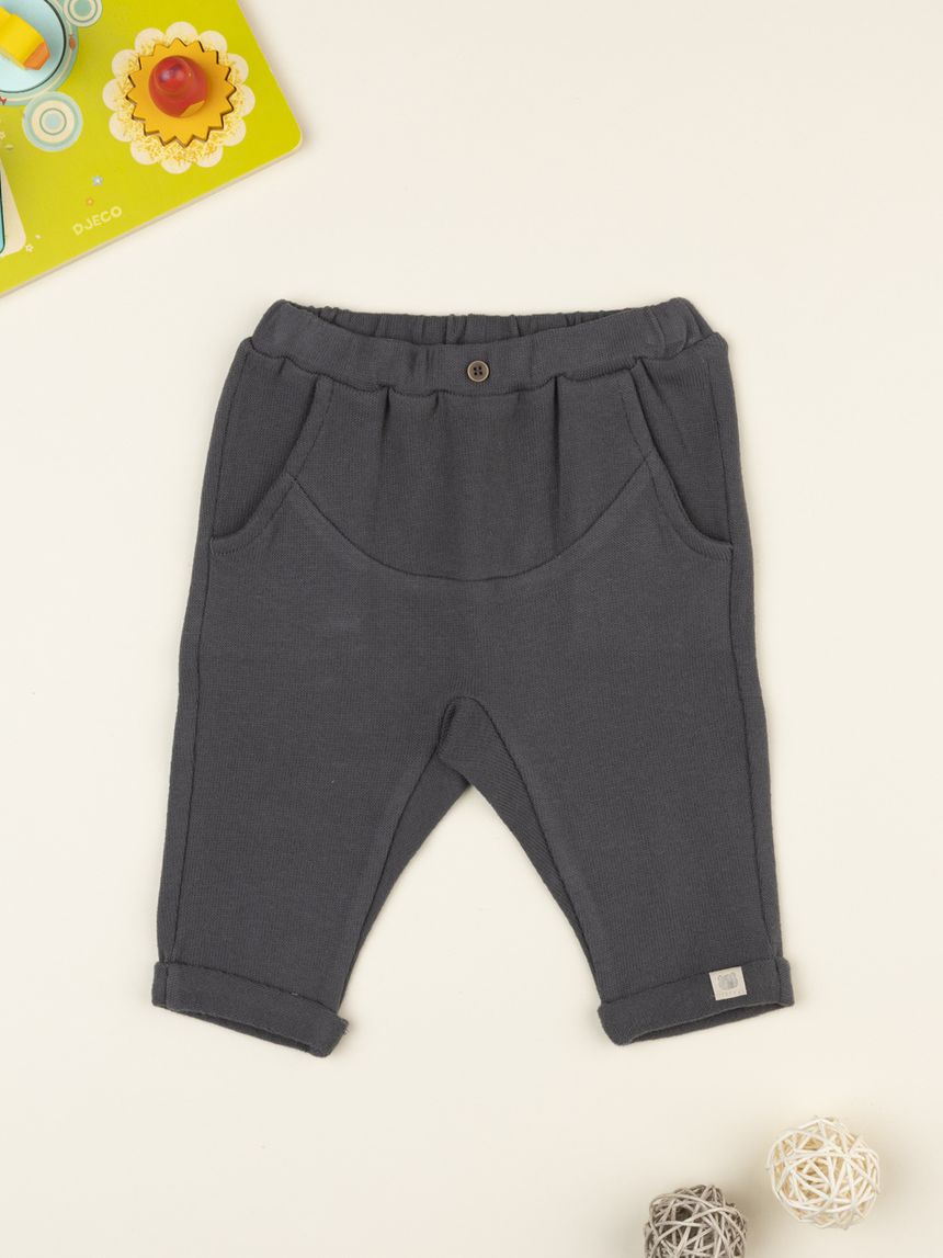 βρεφικό παντελόνι πλεκτό γκρι για αγόρι - Prénatal