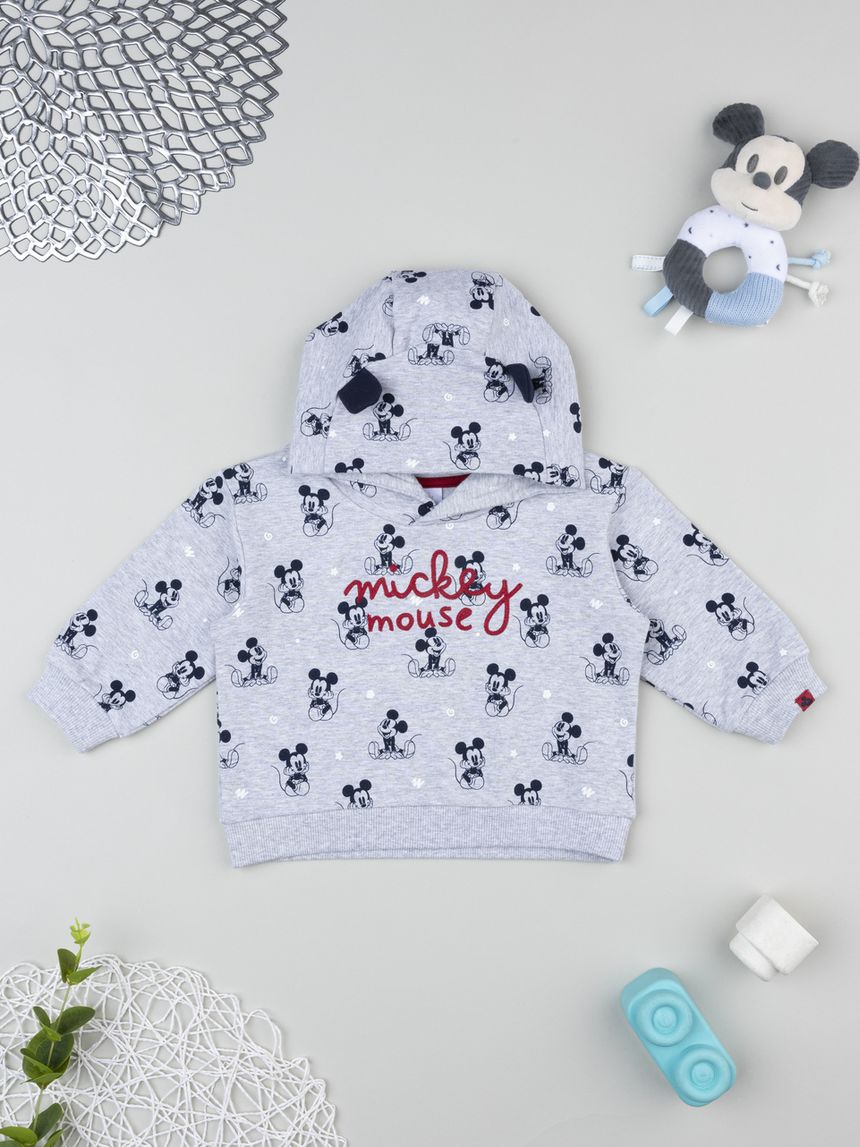 βρεφική μπλούζα φούτερ γκρι mickey για αγόρι - Prénatal