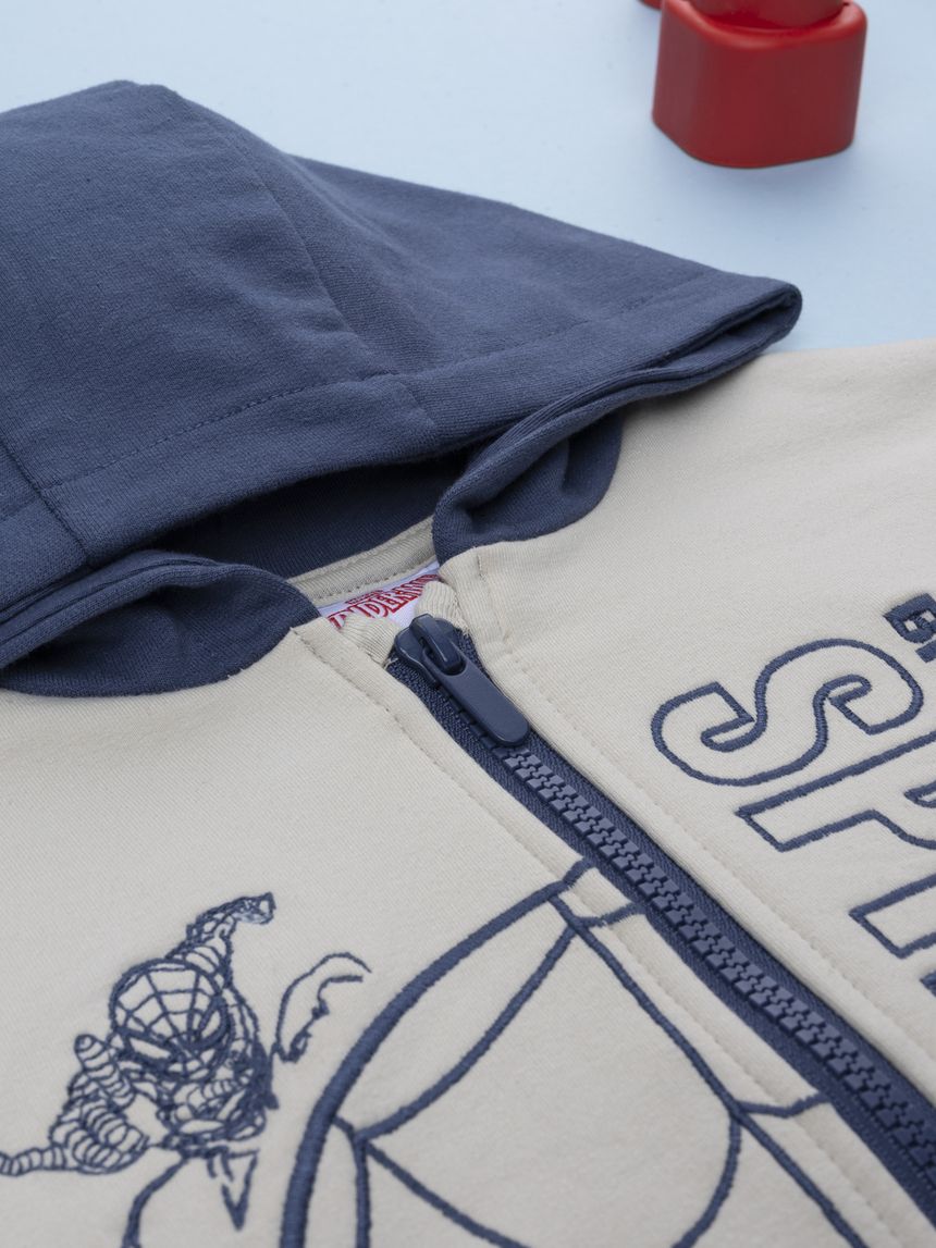 παιδική ζακέτα φούτερ μπεζ spiderman για αγόρι - Prénatal