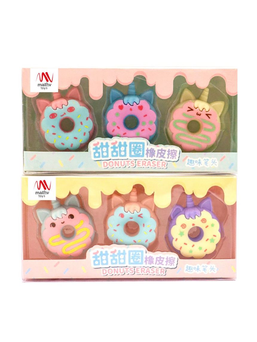 Little tree σετ γόμες 3τμχ fancy eraser set: donuts qh-8429 (2 σχέδια) - LITTLE TREE