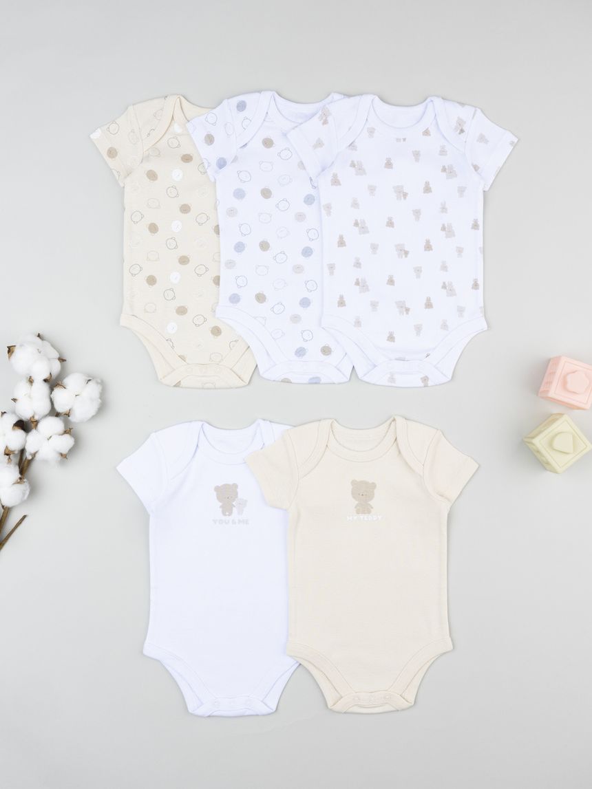 βρεφικά κορμάκια πακέτο x5 teddy για αγόρι - Prénatal