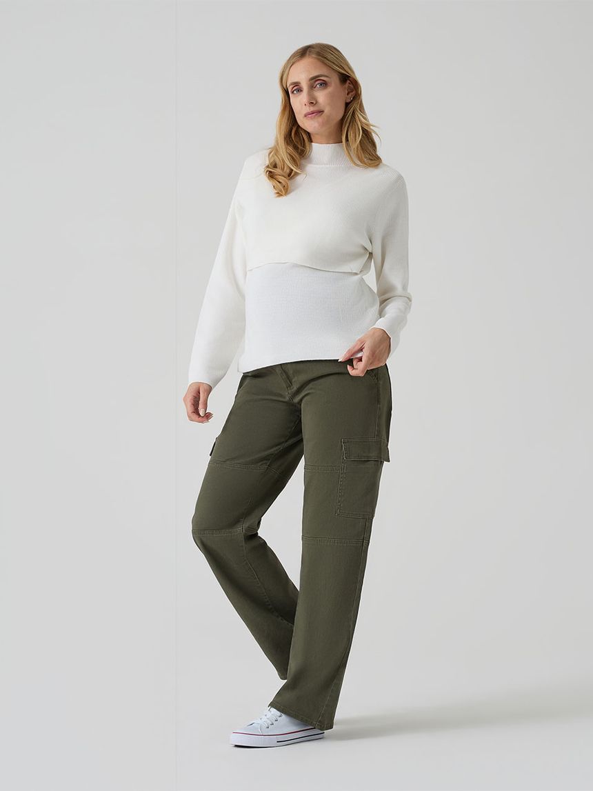 γυναικείο παντελόνι εγκυμοσύνης cargo χακί - Prénatal