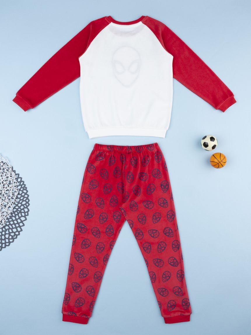 παιδική πιτζάμα σενίλ λευκή/κόκκινη spiderman για αγόρι - Prénatal