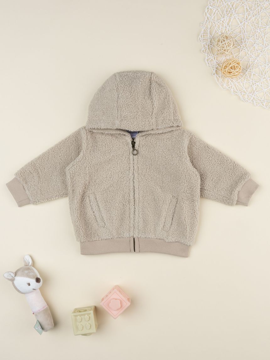 βρεφική ζακέτα μπουκλέ με αρκουδάκι για αγόρι - Prénatal