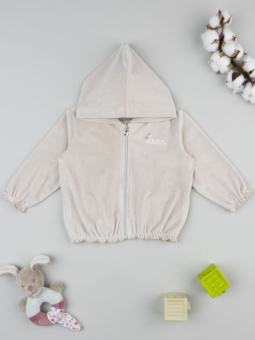 βρεφική ζακέτα σενίλ μπεζ dear για κορίτσι - Prénatal