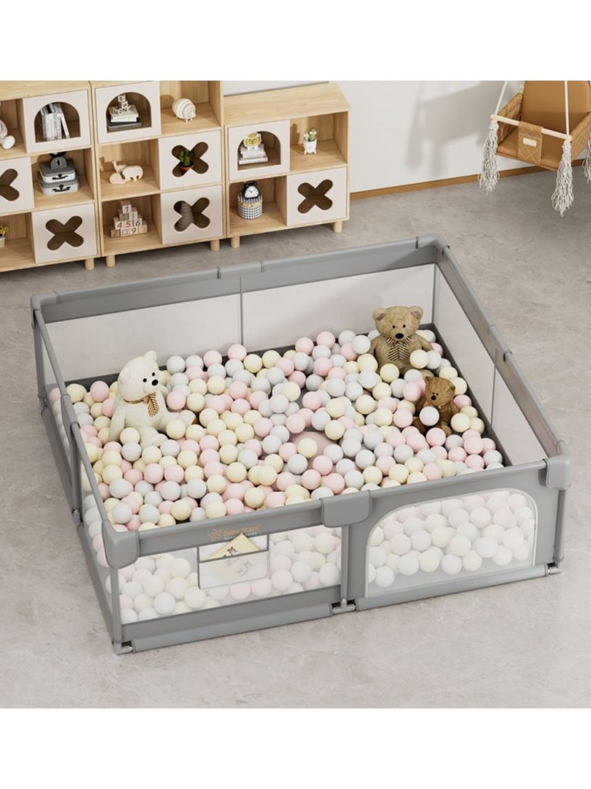 Bebe stars πάρκο για μωρά ορθογώνιο 180x200cm playzen grey 880-200 - Bebe Stars