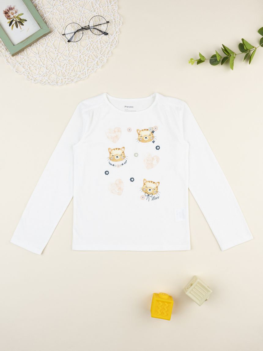 παιδική μπλούζα λευκή με τιγράκια για κορίτσι - Prénatal