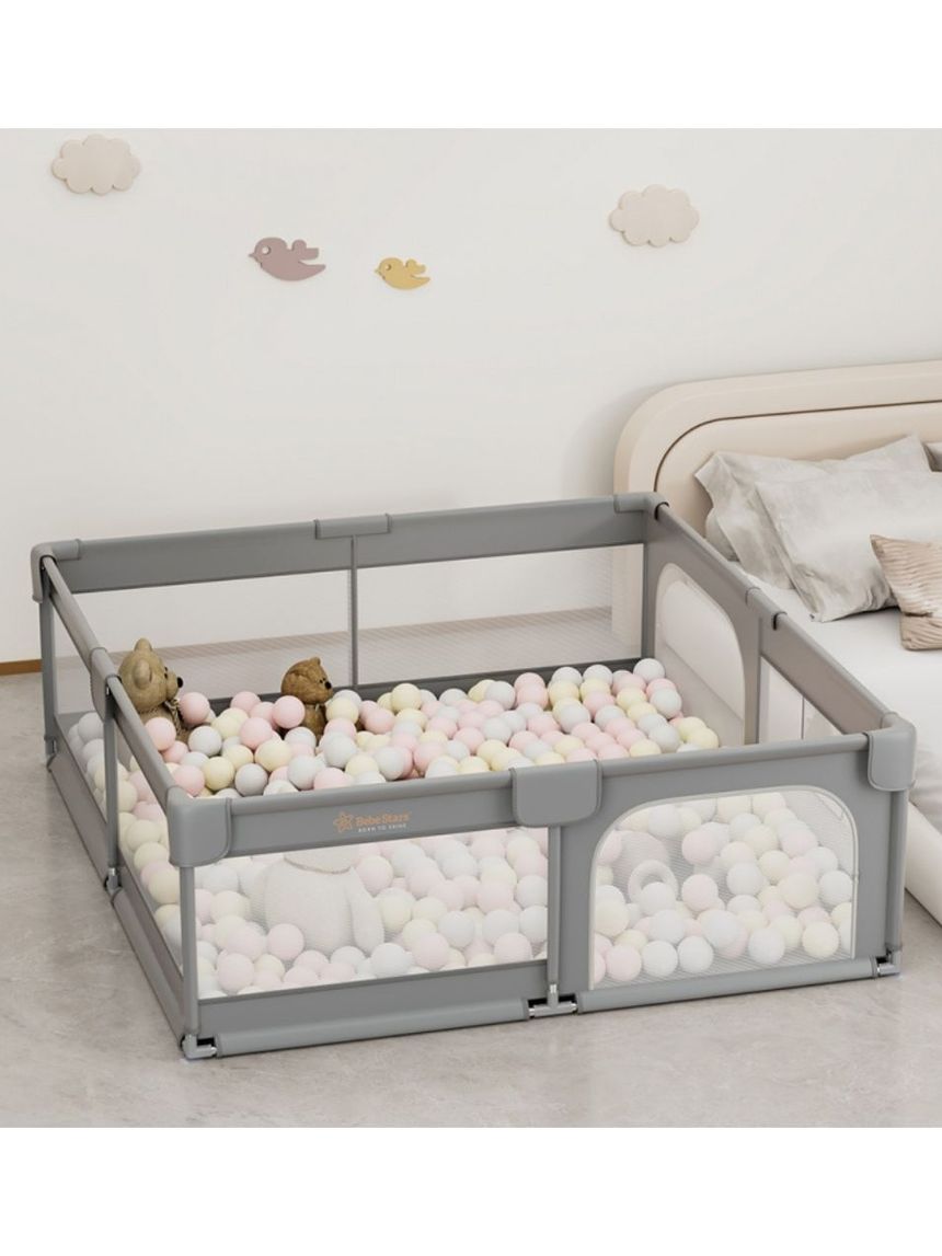 Bebe stars πάρκο για μωρά ορθογώνιο 180x200cm playzen grey 880-200 - Bebe Stars