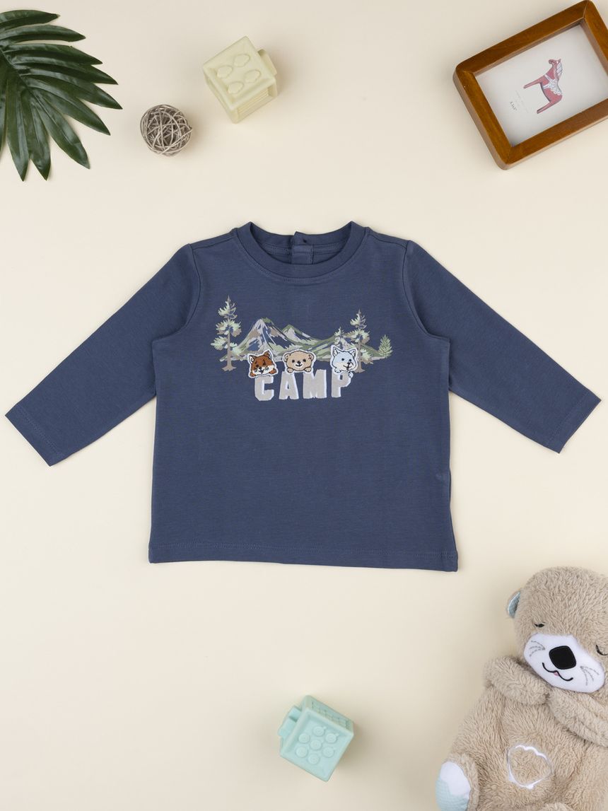 βρεφική μπλούζα μπλε camp για αγόρι - Prénatal