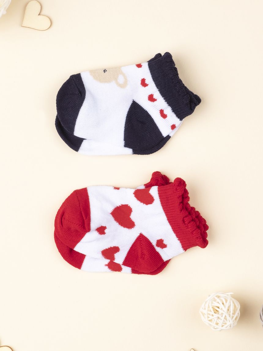 βρεφικά καλτσάκια με καρδούλες πακέτο x2 για κορίτσι - Prénatal
