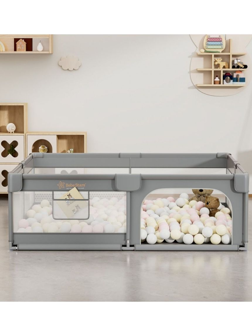 Bebe stars πάρκο για μωρά ορθογώνιο 180x200cm playzen grey 880-200 - Bebe Stars