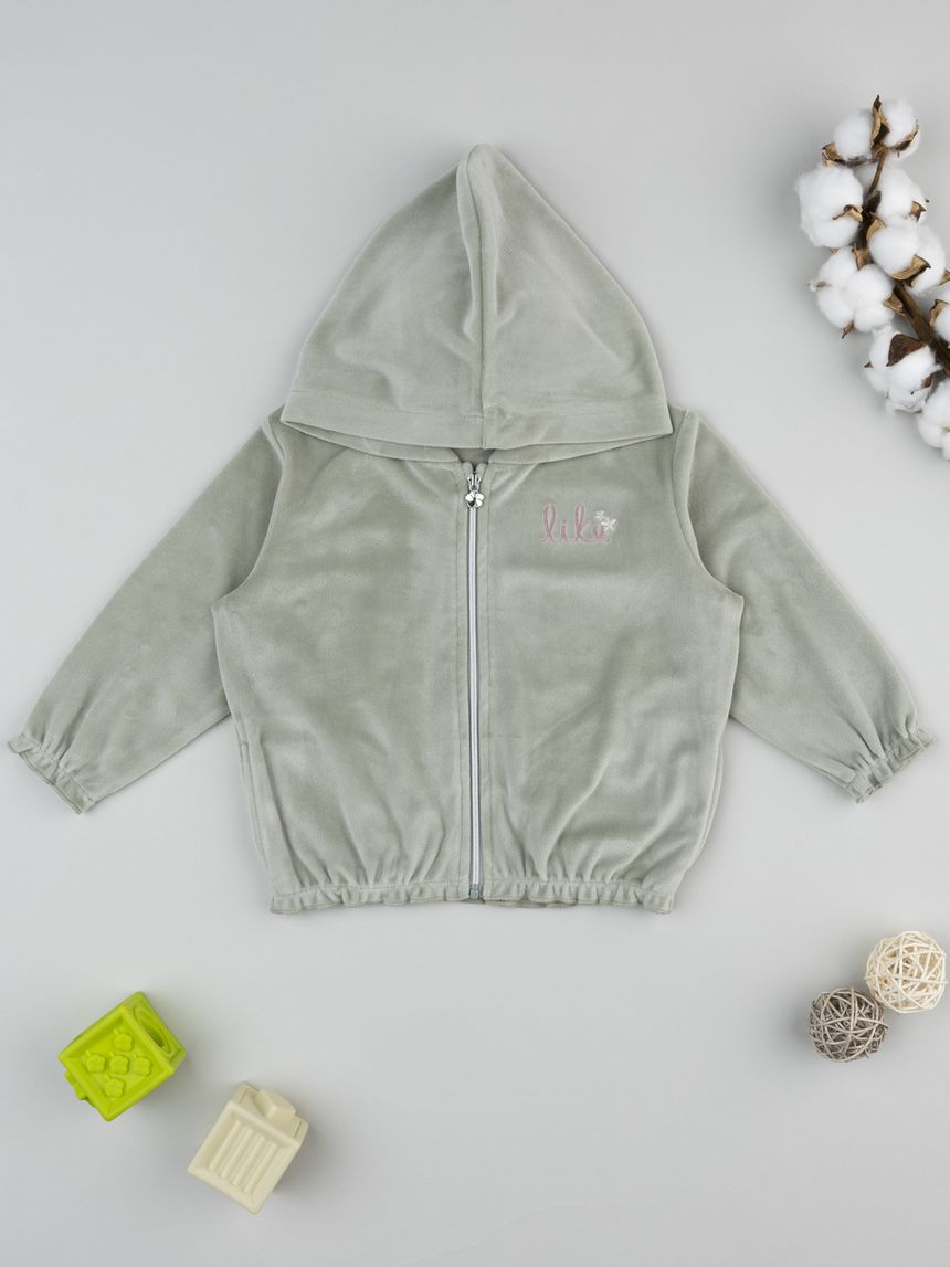 βρεφική ζακέτα σενίλ λαδί like για κορίτσι - Prénatal