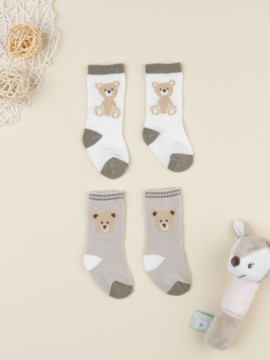 βρεφικά καλτσάκια με αρκουδάκια πακέτο x2 για αγόρι - Prénatal