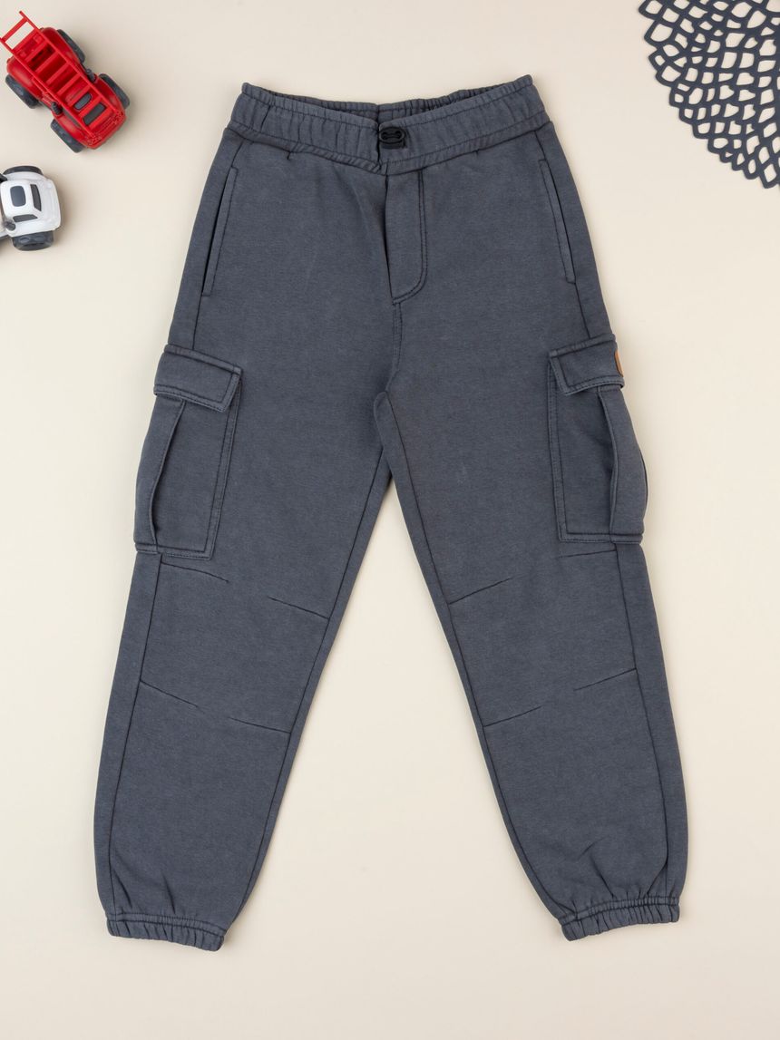 παιδικό παντελόνι φόρμας cargo ανθρακί dino για αγόρι - Prénatal