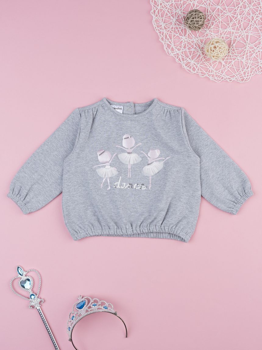 βρεφική μπλούζα φούτερ γκρι dance για κορίτσι - Prénatal